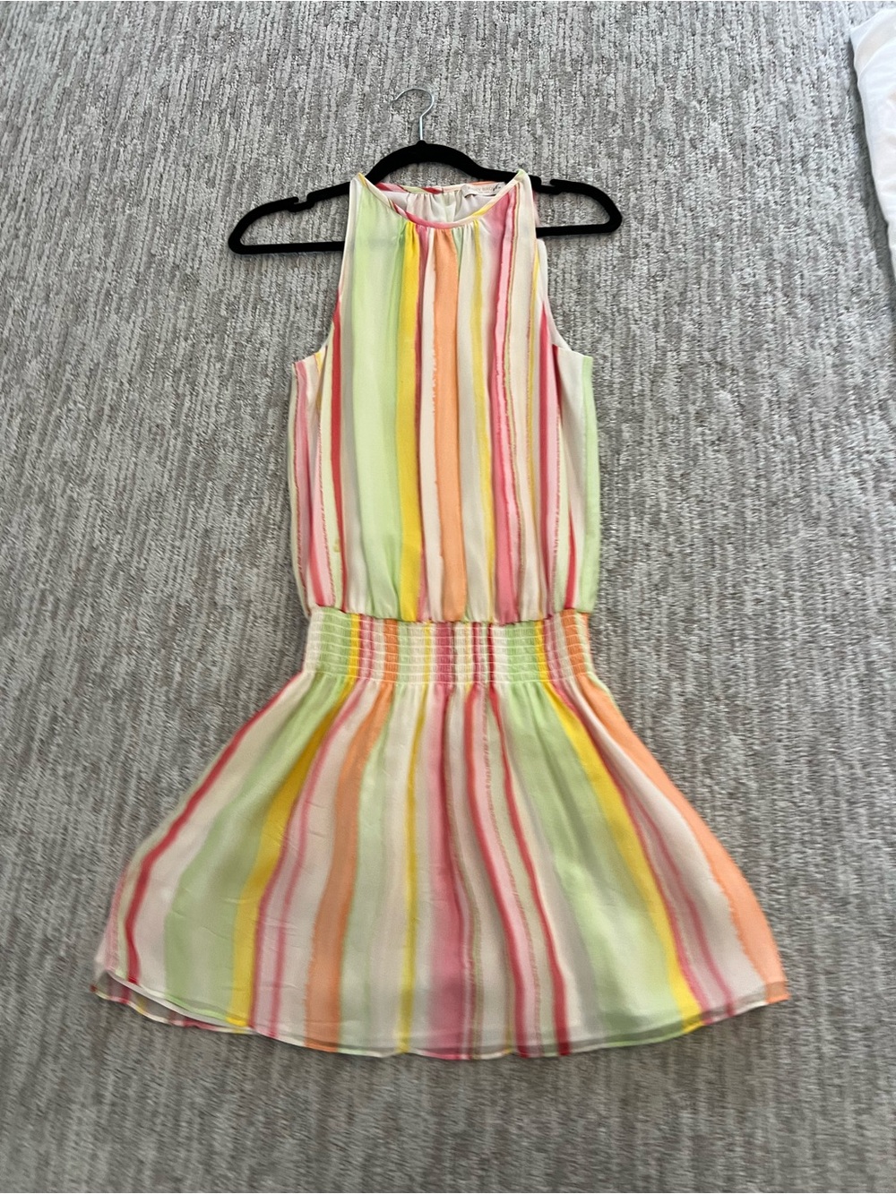 Ramy Brook Pastel Multistripe Halter Mini Dress